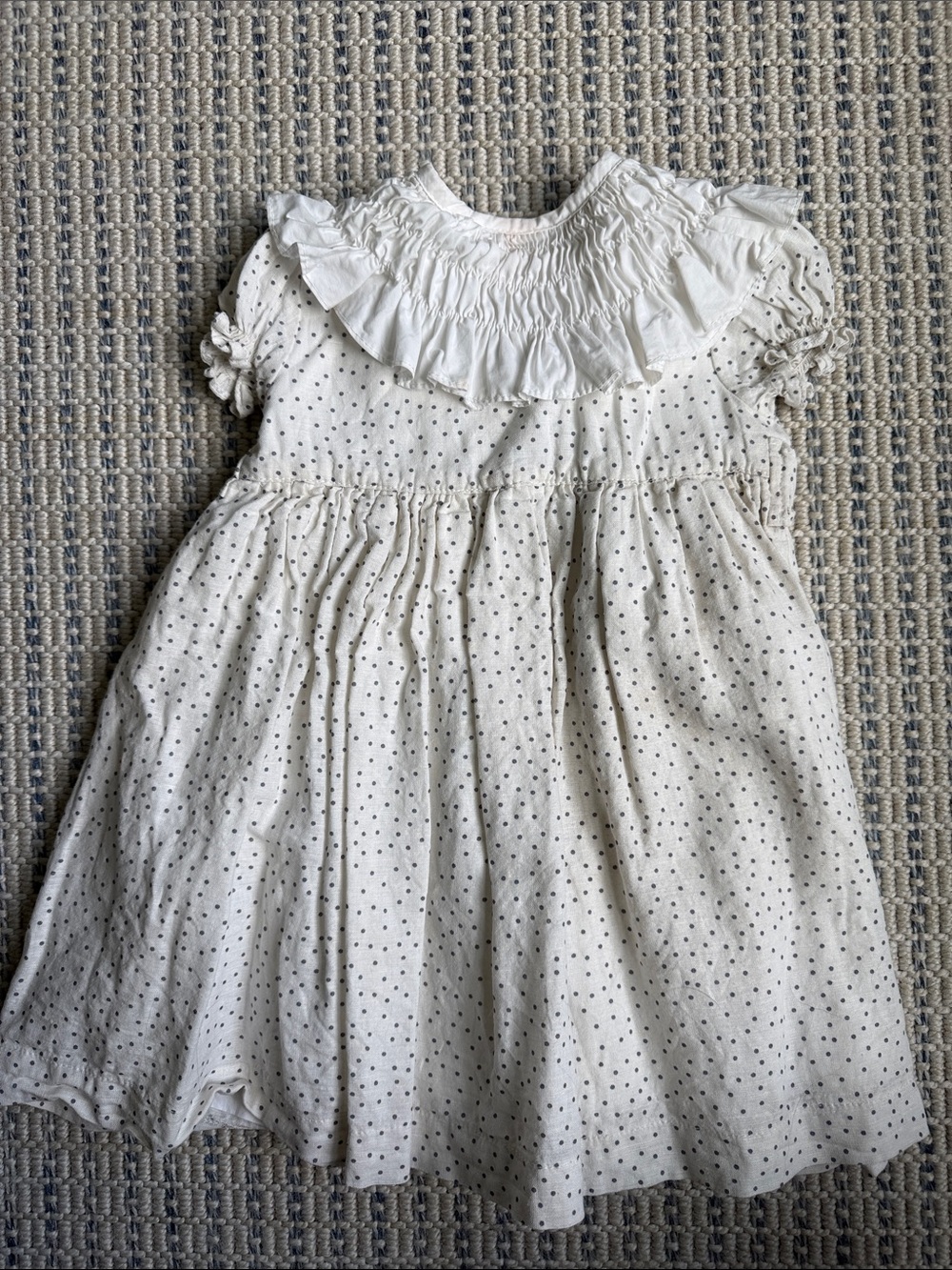 Pukatuka White Polka Dot Ruffle Collar Girls' Dress, 2T